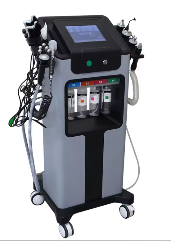 Aparat Hydro Dermabrasion 10-in-1 (Hydra Facial) – Curățare profunda, exfoliere, oxigenare, lifting & infuzie seruri – cu manere multiple