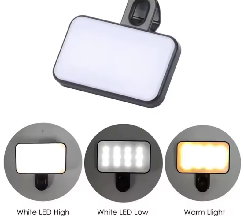 Lumina LED Selfie cu clip – pentru telefon, tableta și laptop – 3 moduri