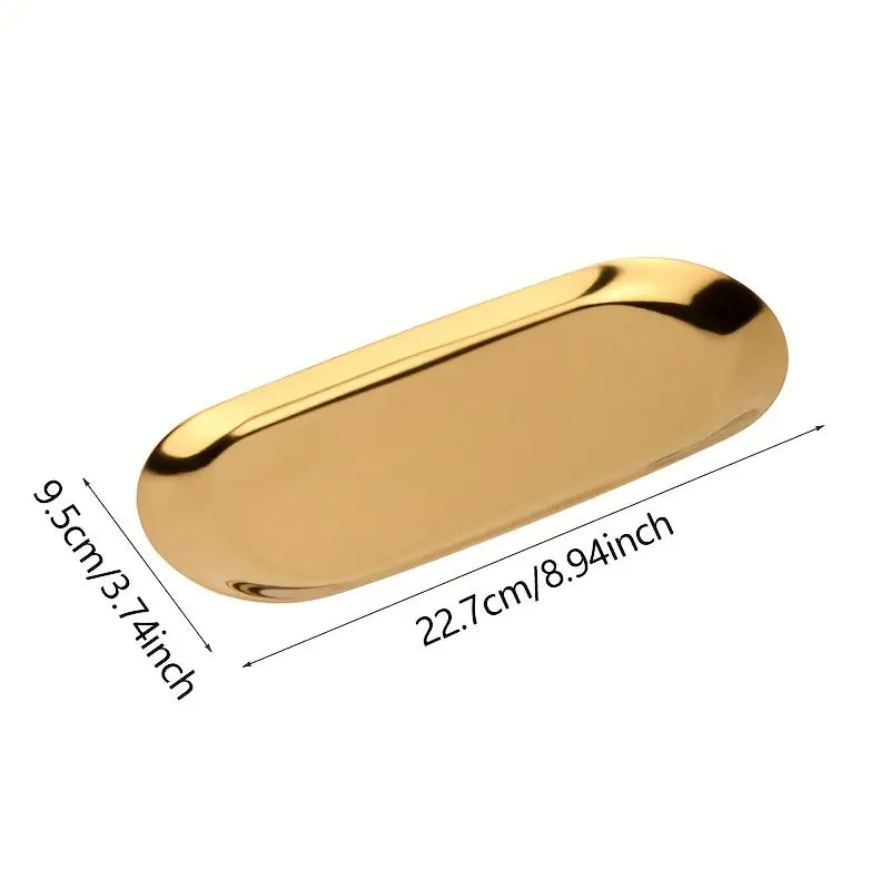 Tăviță PMU aurie din oțel inoxidabil, dimensiuni 22,7 × 9,5 cm